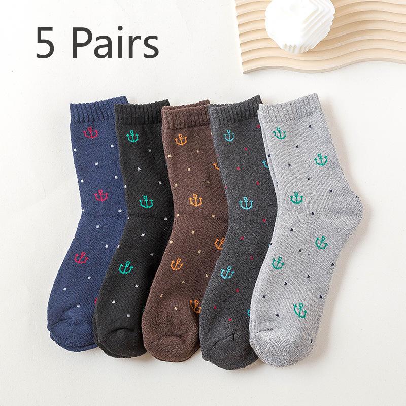 

5 пар мужских новых зимних утолщенных и теплых носков до середины икры из кроличьей шерсти 5 Pairs