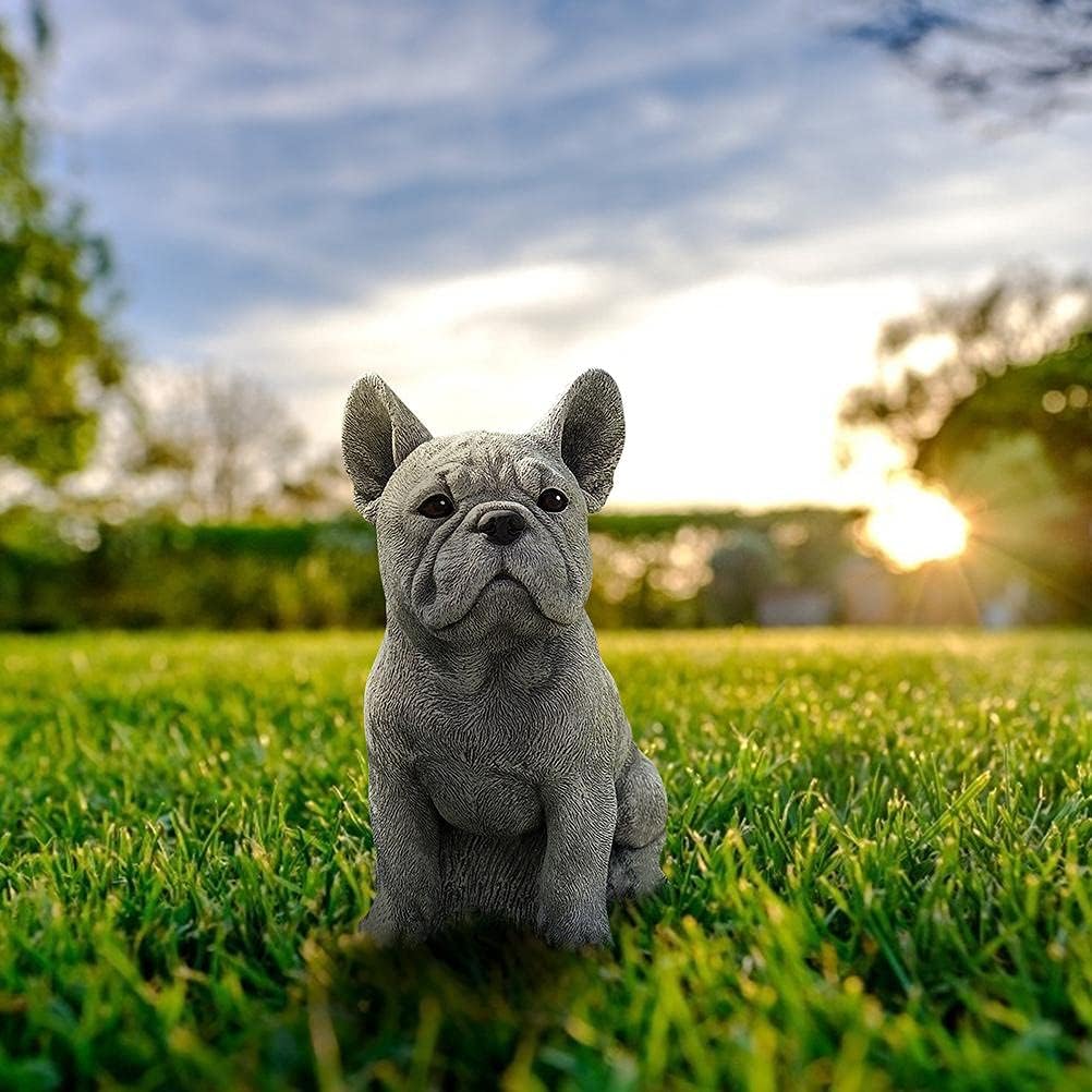 Dog Statue, French Bulldog Statue Garden Animal Sculpture for Garden Decoration Outdoor Lawn Gnome Yard Art (Picture Color 2)