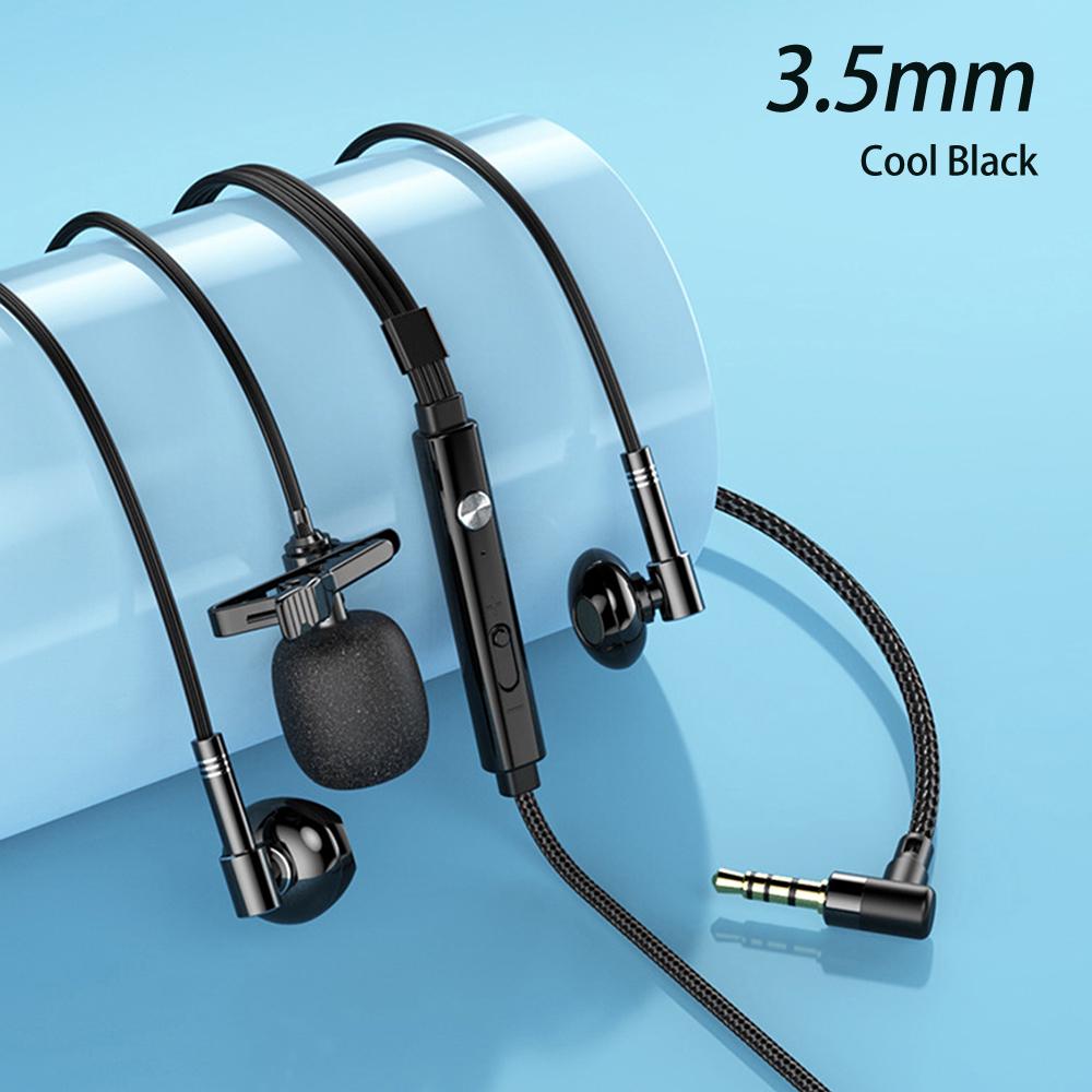 FONKEN Wired Lavalier 3.5mm Jack Dual Microphone Earphone Handsfree Clip On Vocal Recording Lapel Mic Live Microphone 1.5M