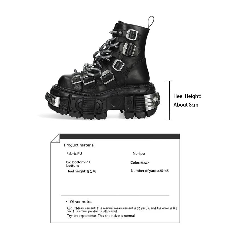 

Готические Ботильоны на Платформе Испанский Рок Панк Толстый Каблук Мотоциклетные Ботинки с Цепями Уличный Стиль Ботинки-Челси для Мужчин 35