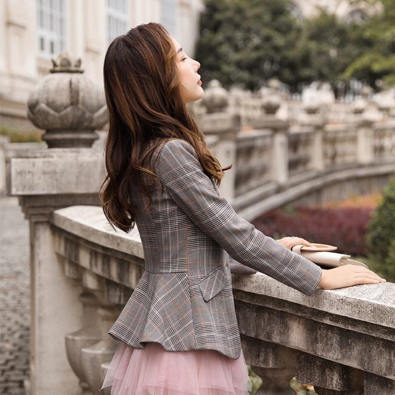 

2024 Spring/Autumn Plaid Short Suit Jacket for Women 4XL