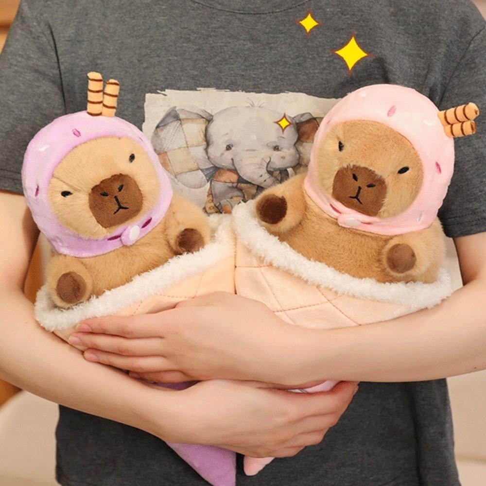 Detachable Capybara Plush Toy Ice Cream Cone Capybara Stuffed Doll  Kids Birthday Gift