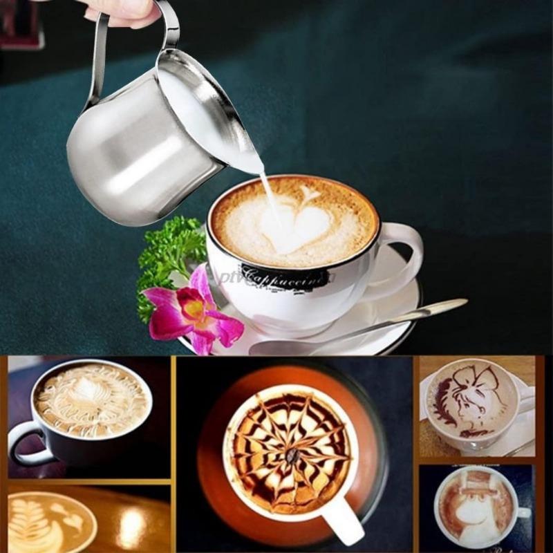 Milk Frothing Pitcher with Measurement Scale 350ml/500ml Coffee Latte Art Jug Creamer Cup for Espresso Cappuccino Barista Tools