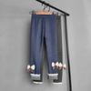Imitation Denim Girls Pant Autumn Winter Plus Velvet Warm Long Pants Bow Lace Kids Trousers
