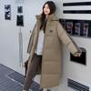 2025 new winter Korean version of loose mid-length down padded jacket, women's thickened padded jacket, over-the-knee cotton jacket, bread jacket