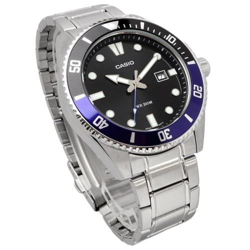 Casio CASIO Standard Analog Sports 20 ATM Water Resistant Watch MDV-107D-1A2V Men's Black x Blue Bezel Metal Band Overseas Model