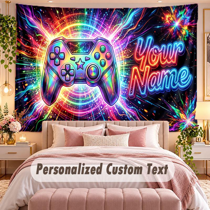 Neon Abstract (82) Theme Wall Tapestry Customized With Name Text Personalized Hanging Tapestry For Bedroom Living Room Decor