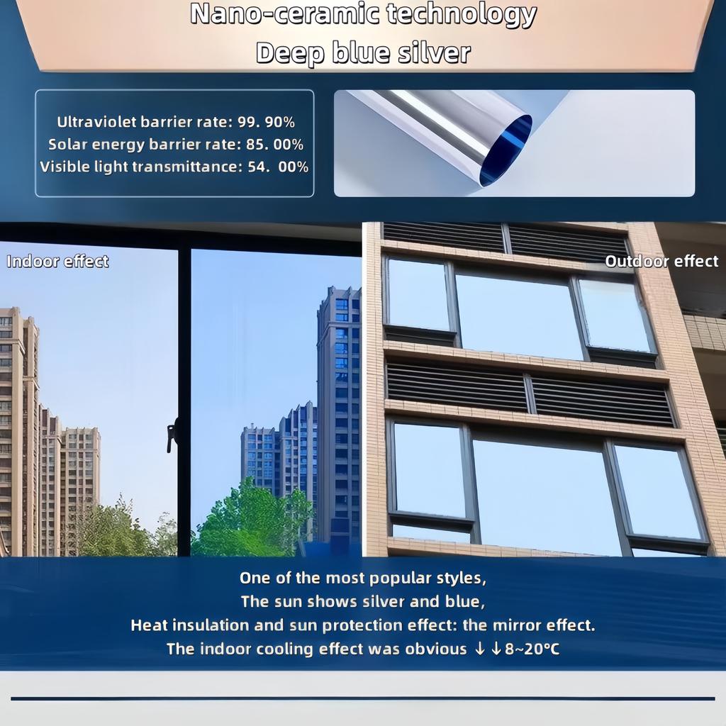 Einweg-Perspektivglas-Fensteraufkleber, isolierende Fensterfolie, Sichtschutzfolie für Fenster, Isolierung 99 % UV-Spiegelreflexion