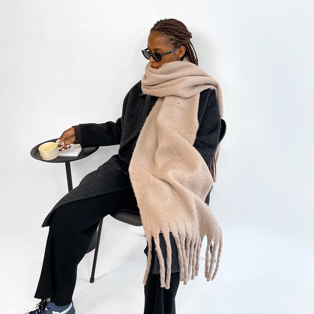 Sciarpa da Donna Azzurro Chiaro Multicolor Cavalluccio Marino in Lana - Scialle di Alta Moda Invernale