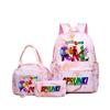 New Printed Rhythm Box Student School Bag Three-piece Casual Sprunki Backpack Crossbody Bag Pencil Bag D