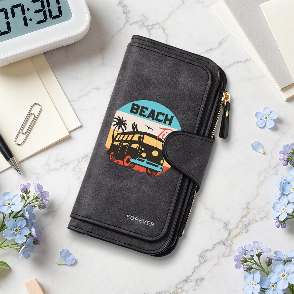 Beach Pattern Wallet Forever Retro Leisure Fashion Multi-card Slot Portable Daily Use Purse