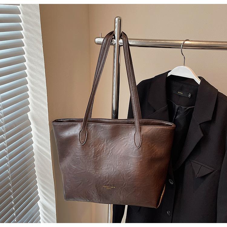 Big bag women's 2025 new retro large-capacity simple tote bag casual commuter shoulder bag underarm bag