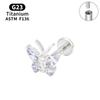 G23 Titanium Butterfly Lip & Ear Cartilage Stud Earrings with Internal Thread - Simple, Luxurious Design for Women's Piercings
