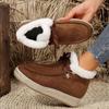 Large size snow boots for women's autumn and winter new wind velvet thickened warm hemp rope bottom short boots for women