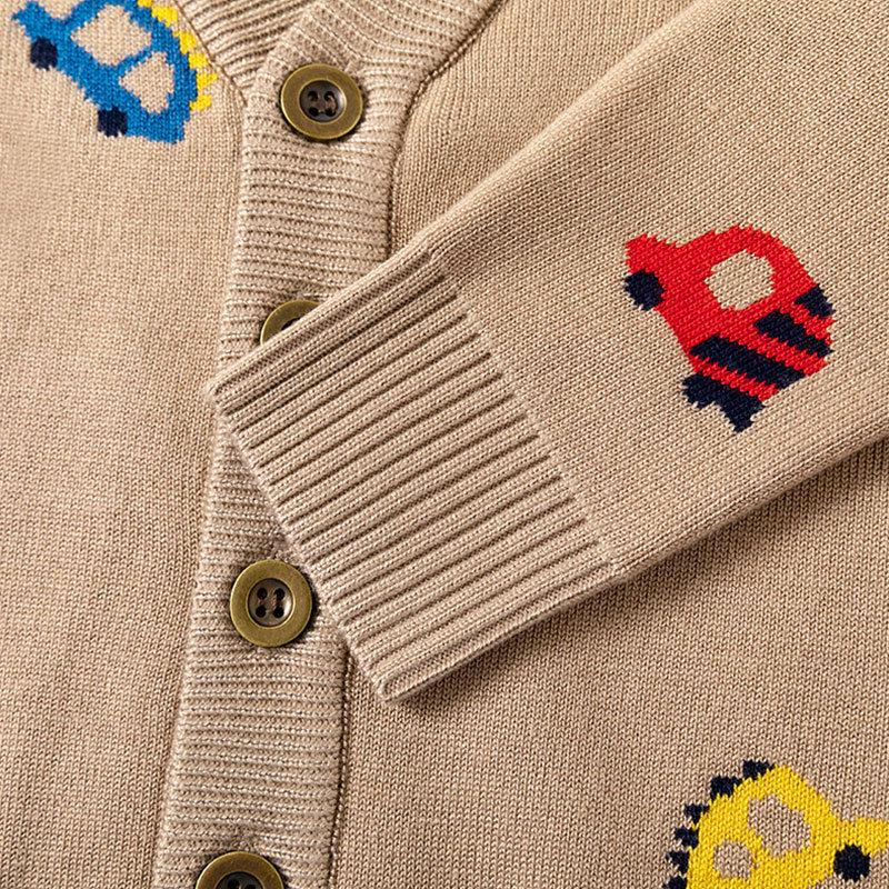New Spring-Fall Cartoon Car Boys' Knit Sweater Cardigan