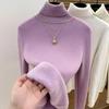 Winter Rollkragen Einfarbig Samt Warmes Unterteil Pullover Damen Schlicht Alleskönner Strickpullover Top