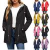 Women's Casual Hooded Trench Coat with Striped and Pockets