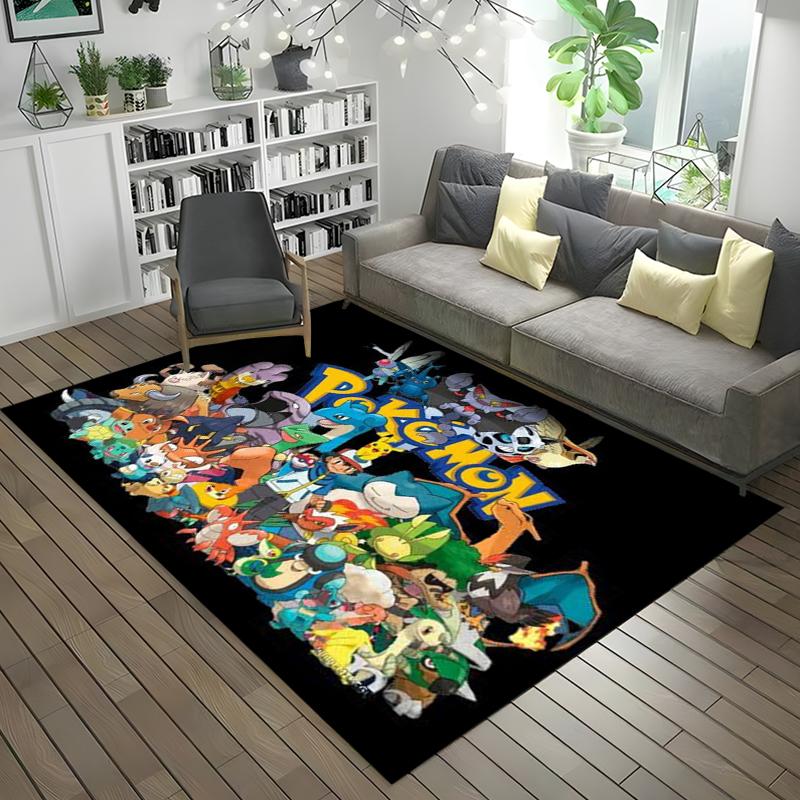 Japanese Anime Pokemon Pikachu Area Rug,Carpet for Home Living Room Bedroom Sofa Doormat Kitchen Decor,Non-slip Floor Mat