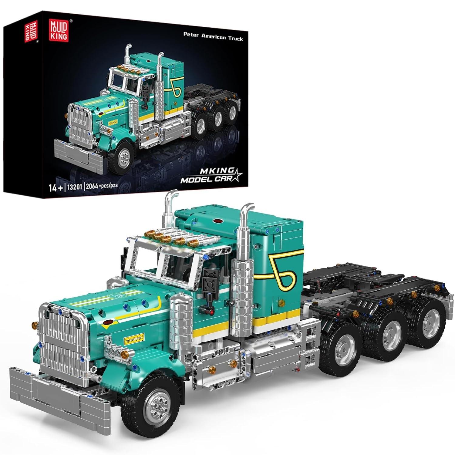 

MOULD KING 13201 Набор строительных блоков для грузовика, Мобильная модель прицепа с управлением через приложение и пульт, Подарок для коллекции взрослых и молодежи (2064+Psc) 13201