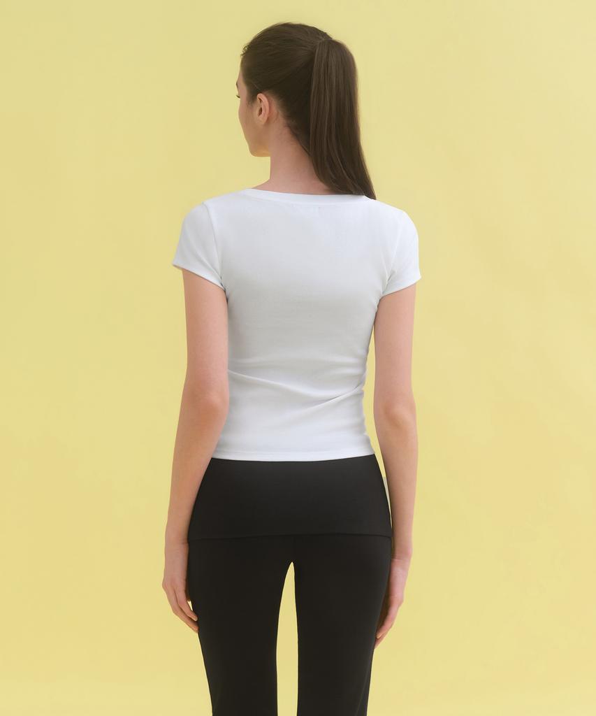 MUSINSA STANDARD WOMAN Women'S Slim Scoop Neck Cap Sleeve T-Shirt [White]