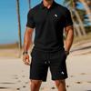 Casual Business 2pack Set for Men, Featuring a Short-sleeve Shirt and Shorts. Simple and Timeless, Perfect for Everyday Wear.
