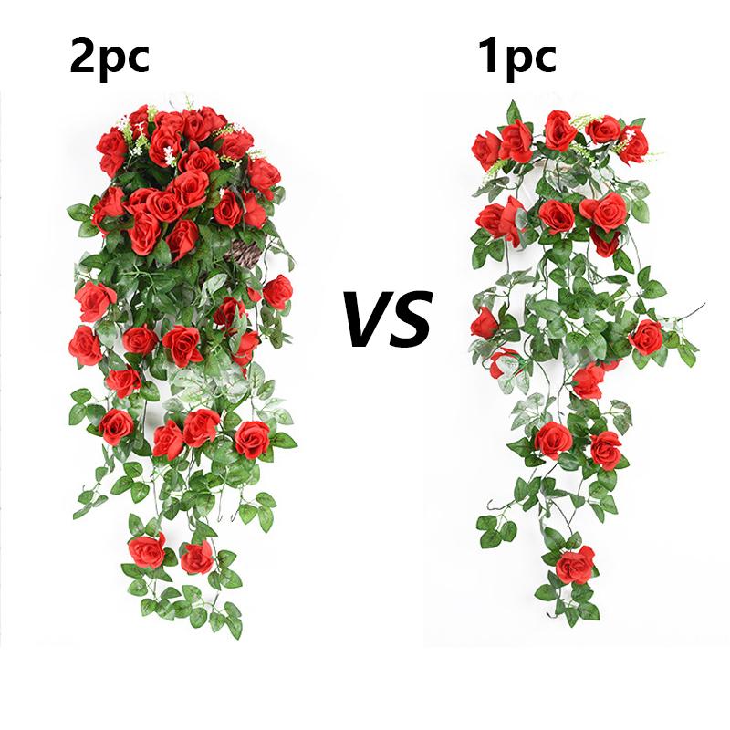 Silk Fake Flower Artifical Flowers Rose Vine Hanging Living Room Balcony Home Decoration Fake Flower Plant Rose Wall Hanging