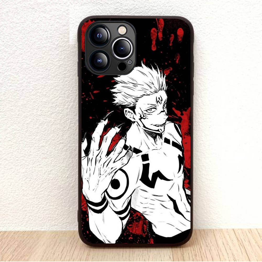 BW-28 Jujutsu Kaisen Soft Black Case for iPhone XR 14 15 11 12 13 6 7 8 X XS Pro Max Samsung S22 S23 S21 S24 FE Ultra S8 Plus