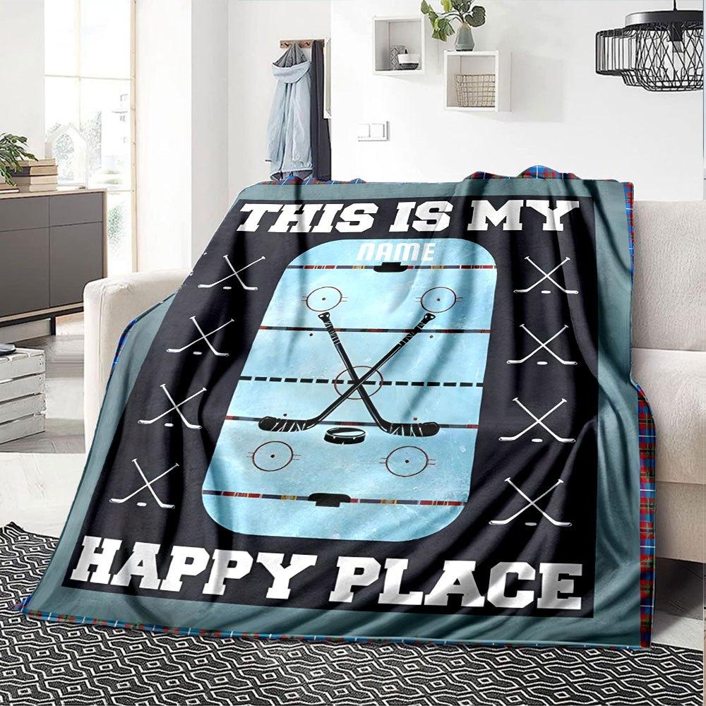 Hockey Ice Rink Customize Your Name Home Blankets Soft Cozy Lightweight Versatile For All Seasons Perfect For Picnics Sofa Office Bed Living Room