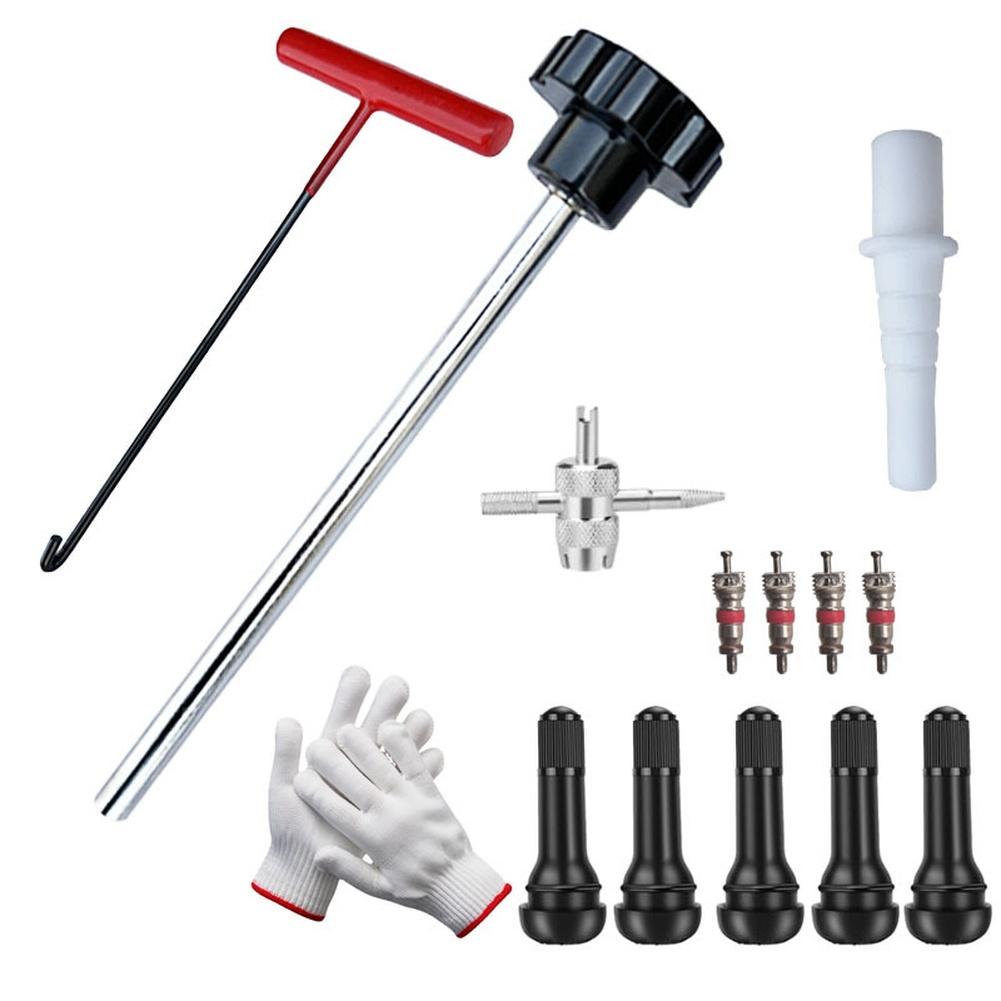 Black Tire Valve Tool Tire Accessory Easy Installation Process Ergonomic Handles Multiple Tools Included Robust Rubber Material