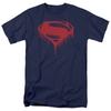 Batman V Superman Splattered Mens T Shirt Navy Officially Licensed