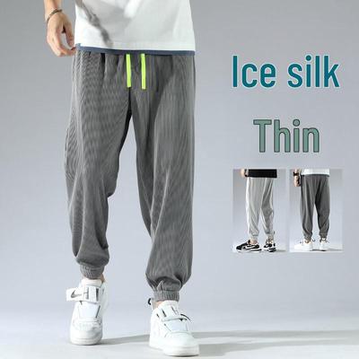 Herren Koreanischer Stil Einfarbig Eis Seide Lässige 9-Punkt-Hose