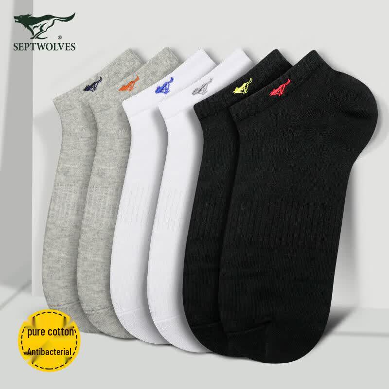 Мужские антибактериальные короткие носки из чистого хлопка, 6 пар One Size