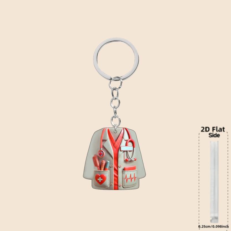 

1/7Pcs Backpack Decoration Personalized And Creative Nurse Uniform Design 2D Flat Acrylic Keychain Fashion Medical Student Gift A4