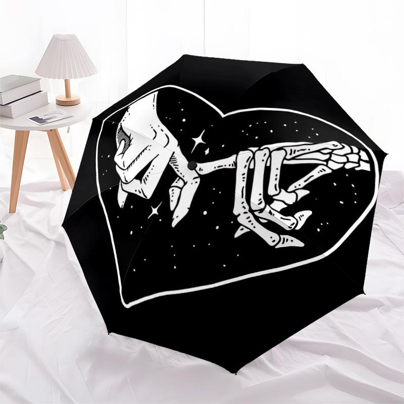 1pc Love Heart Automatic Open/Close Umbrella, Portable Folding Umbrella, Compact Travel Umbrella For098