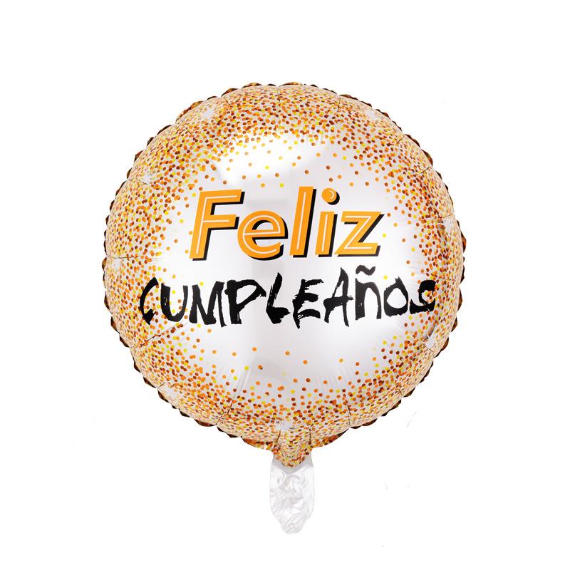 18 Inch Spanish Happy Birthday Round Aluminum Film Balloon Spanish Birthday Party Decoration Balloon