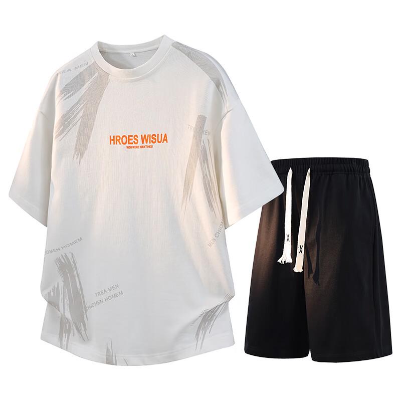 JEEP SPIRIT Men s Casual Summer Two-Piece Set 8XL белый
