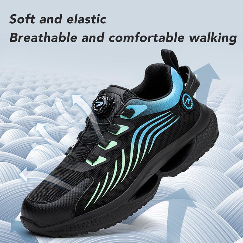 Rotating Button New Safety Shoes Men Anti-smash Anti-puncture Work Shoes Fashion Men Sport Shoes Security Protective Boots Men