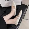 Mode Damen Frühling Spitzschuh Ballerinas 2025 Neu PU Leder Ballerinas Damen Casual Slipper Schnallenschuhe Damenmode Mary Jane Schuhe