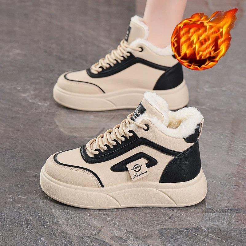 Women's Winter High Top And Thick Velvet Warm Casual Sports Cotton Shoes