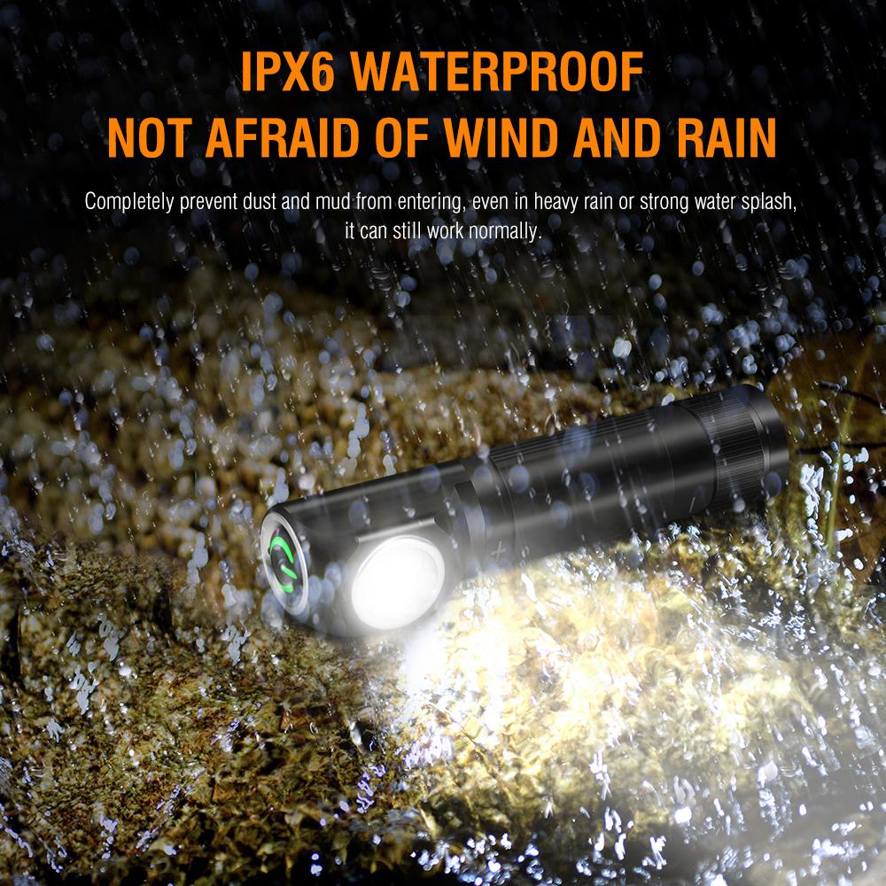 BORUIT HP100 LED Headlamp Headband Right Angle Flashlight 18650 TYPE-C Rechargeable Outdoor Head Lamp Torch Work Light