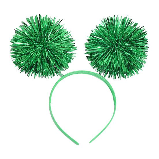 Party-Stirnband, Haarreif mit flauschiger Kugeldekoration, Elastisches Metallfolien-Stirnband für Partys, Cosplay, Halloween-Haare
