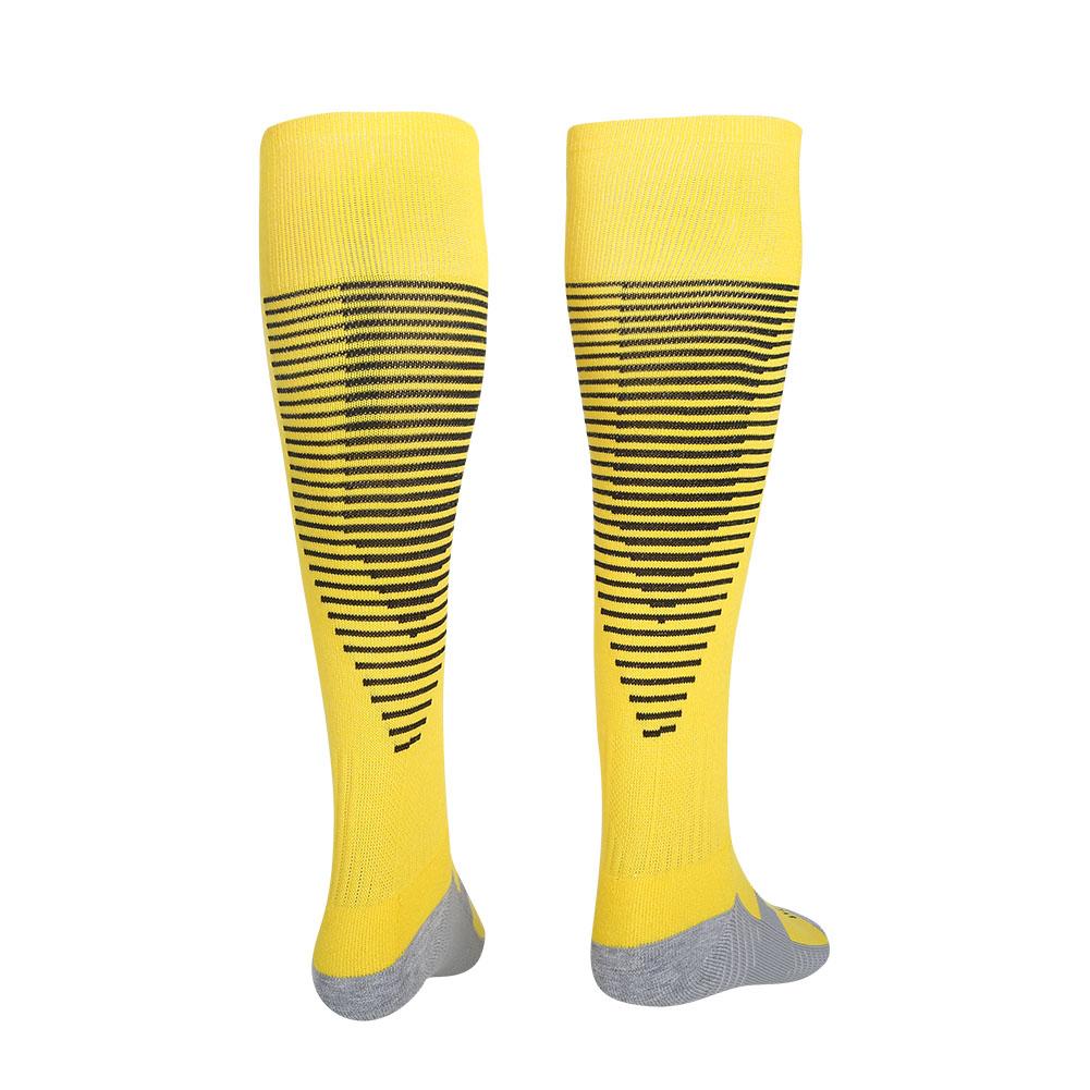 1Paio Set Calzettoni Sportivi da Uomo Calcio Calcio al Ginocchio Antiscivolo Tubo Spesso Giallo Strisce Nere