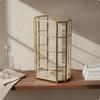 Geometric Glass Cabinet Goldcolored Display Transparent Panels Home Furniture