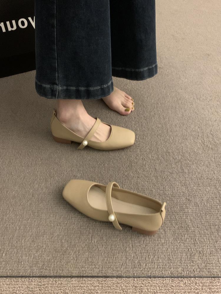 Square head Mary Jane shoes women's shoes spring and autumn 2025 new thick heel with French style with skirt temperament single shoes