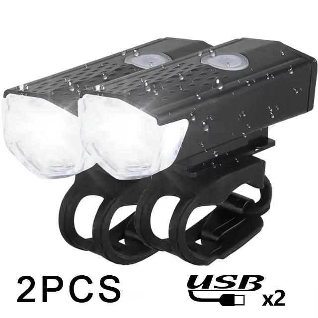 Bicycle Light Set Front Light with Taillight Rechargeable Bike Light Easy to Install Bike Headlight Night Cycling Warning Lamp