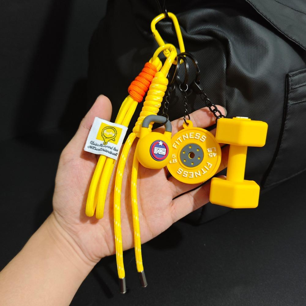 Barbell Plates Big Dumbbells Keychain D-shaped Buckle Fitness Series Pendant  Bodybuilder