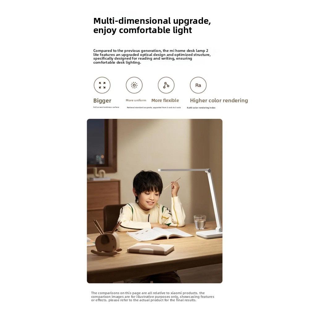 Mijia Desk Lamp 2 Lite, National Standard AA Eye-Caring LED Lamp, Student Study Reading Light, Dimmable Table Lamp for Bedroom & Office