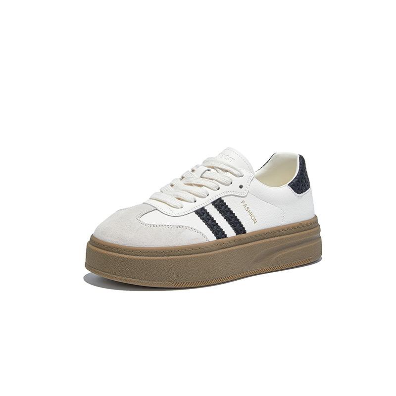 Leather German training shoes women's 2025 autumn new thick-soled heightening sports shoes casual versatile little white shoes fashion board shoes