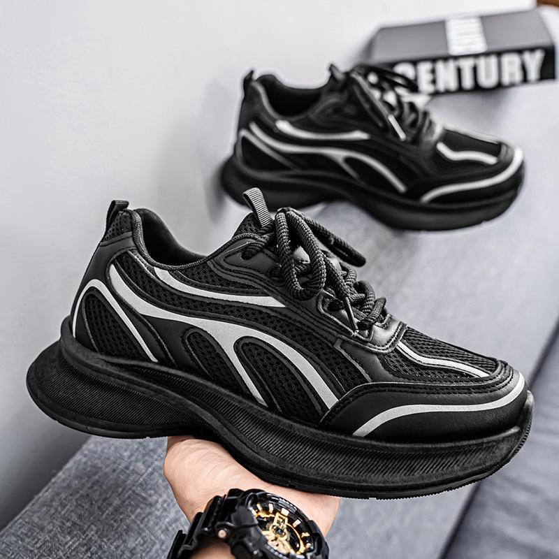 Trendy Brand Men's Shoes 2025 Summer New Mesh Shoes Breathable Thick Sole Heightening Dad Shoes Versatile Sports and Leisure Shoes