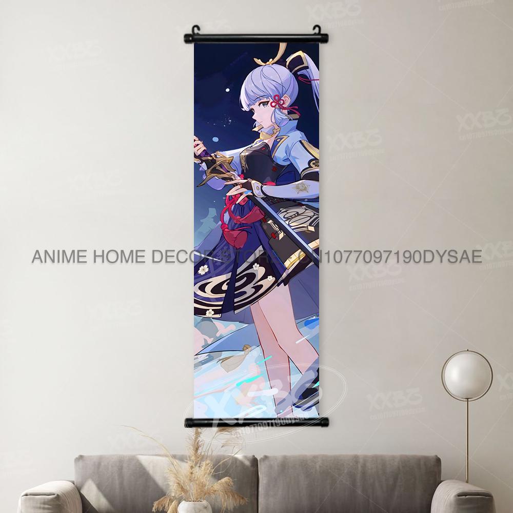 Game Genshin Impact Poster Sexy Anime Mona Home Decor Scroll Picture Sucrose Wall Art Decorative Hanging Painting Interior Mural